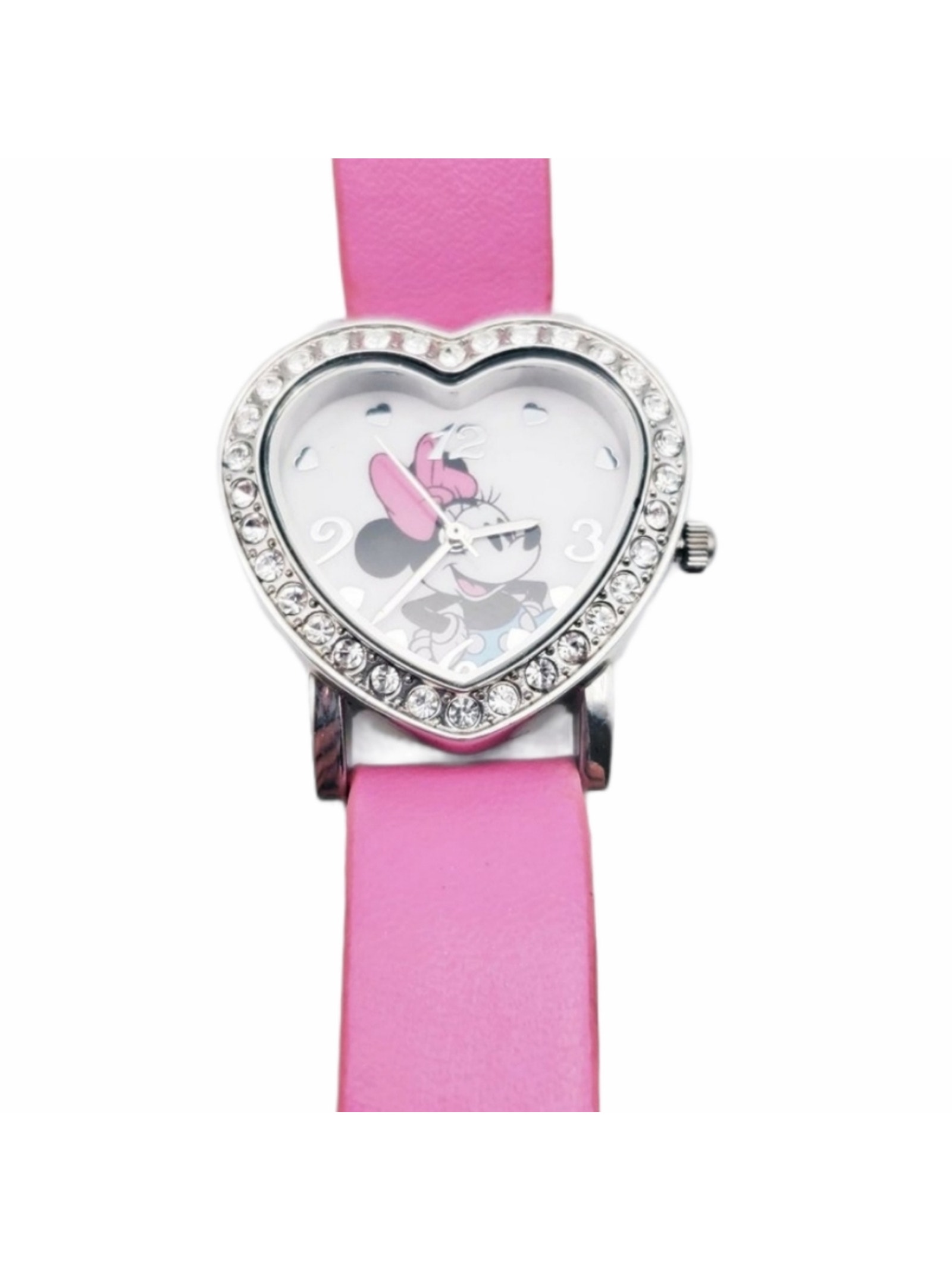 Disney Minnie Mouse Pink Heart Rhinestone Watch